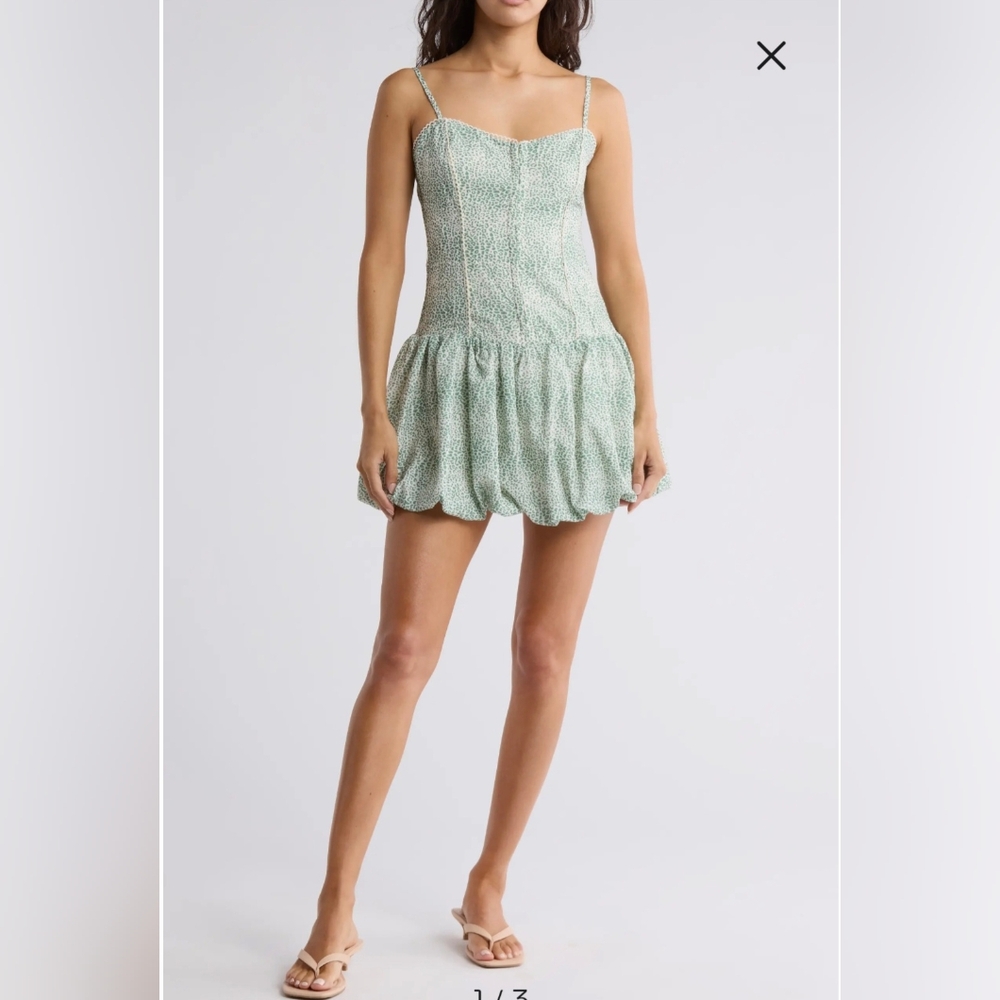 Lush Green Corset Bubble Hem Minidress